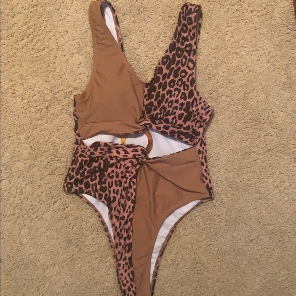 Leopard print one piece swimsuit